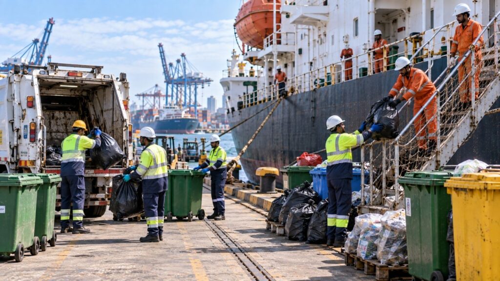 Vessel garbage collection and waste disposal at Sri Lankan port